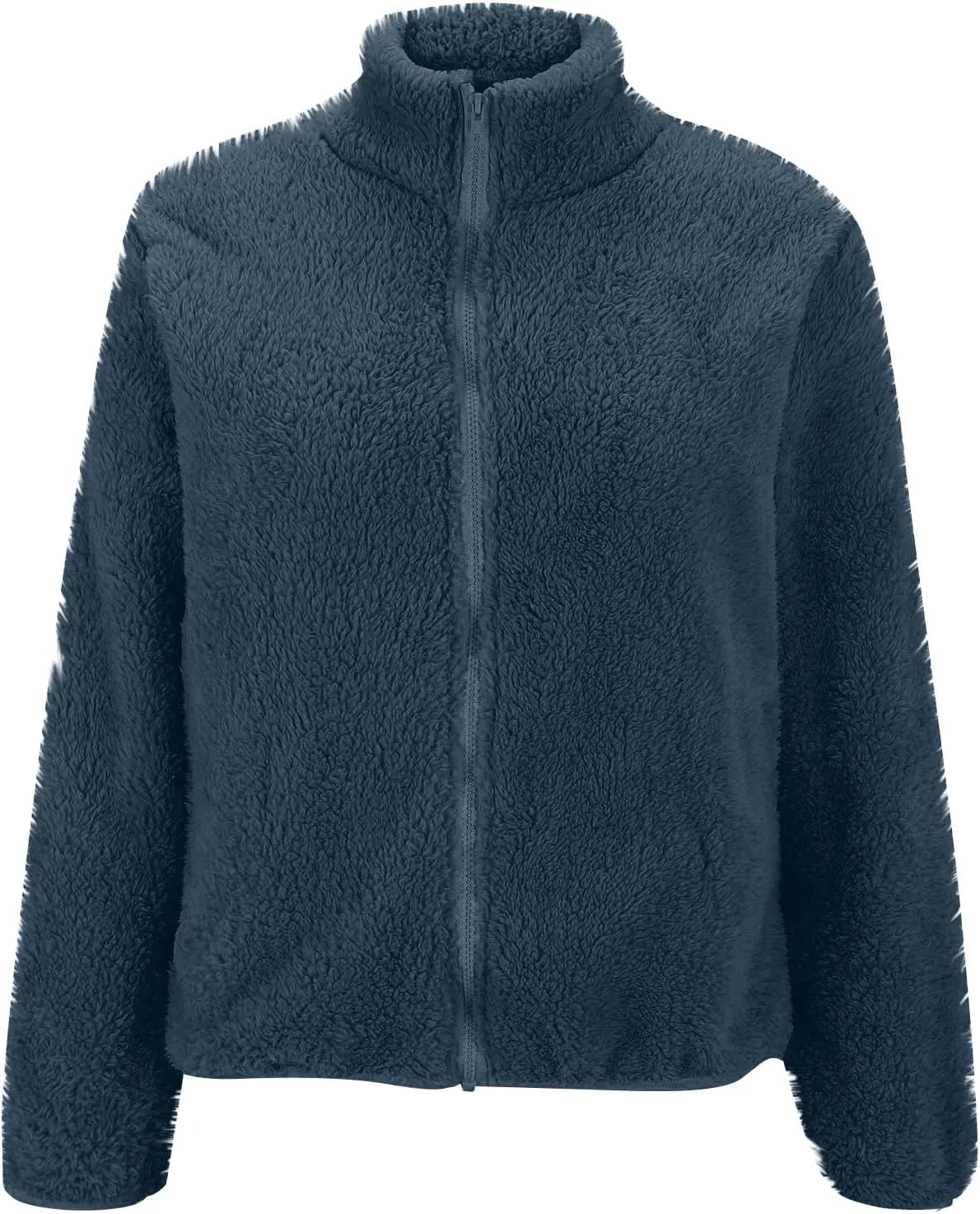 2024 Womens Winter Coats Long Sleeve High Collar Zip up Casual Comfy Warm Plush Loose Jackets with Pockets