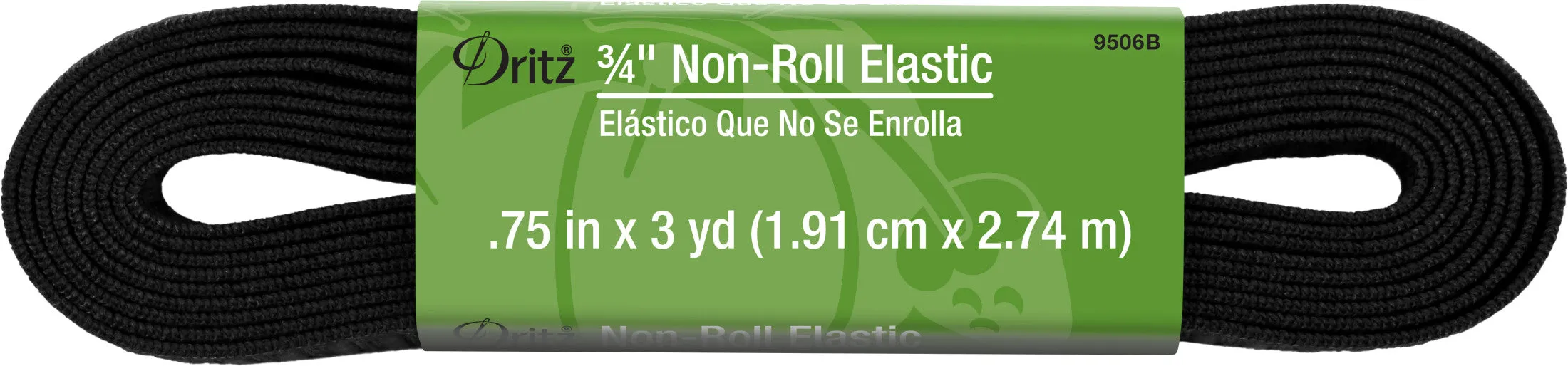 3/4" Non-Roll Elastic, Black