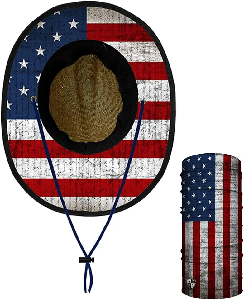 Alpha Defense Fire Co. Straw Hat - Under Brim Hat for Men and Women - Includes 1 Face Shield