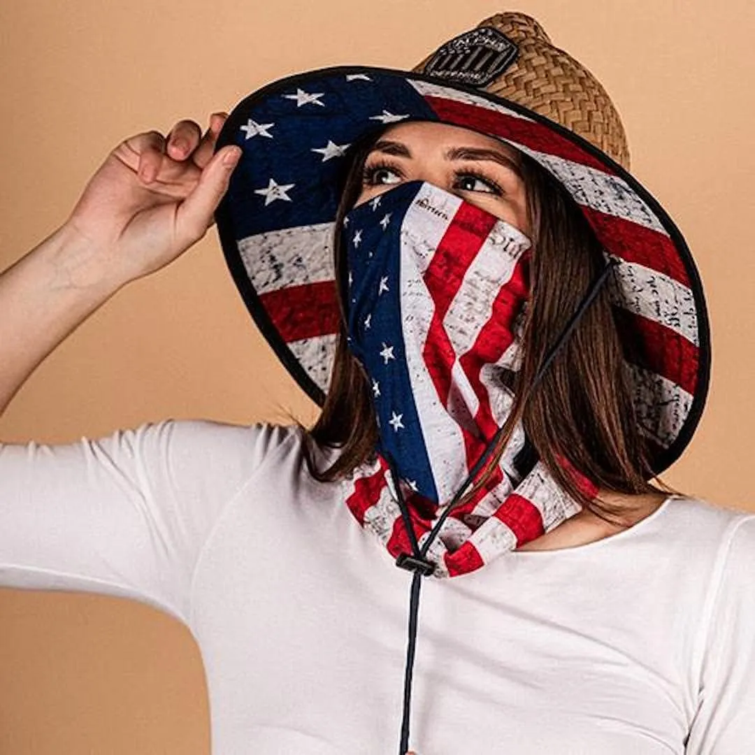 Alpha Defense Fire Co. Straw Hat - Under Brim Hat for Men and Women - Includes 1 Face Shield