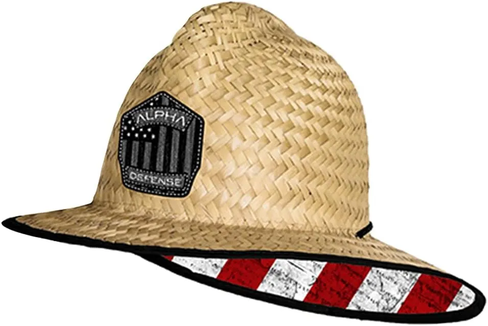 Alpha Defense Fire Co. Straw Hat - Under Brim Hat for Men and Women - Includes 1 Face Shield