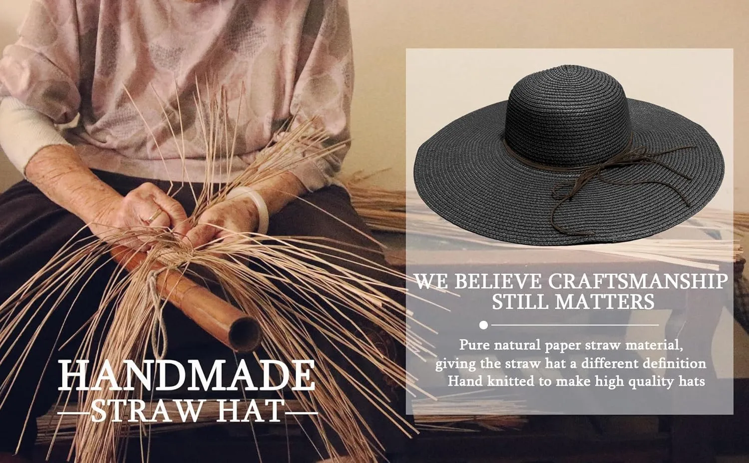 Beach Hats for Women, Straw Sun Hat Floppy Wide Brim, Foldable UPF 50  UV Protection Summer Hat