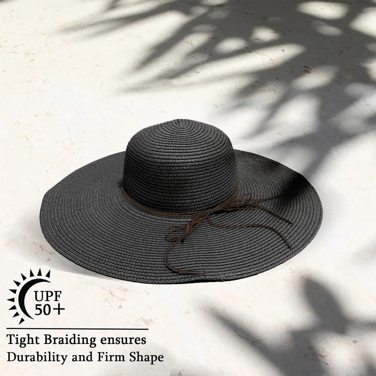 Beach Hats for Women, Straw Sun Hat Floppy Wide Brim, Foldable UPF 50  UV Protection Summer Hat