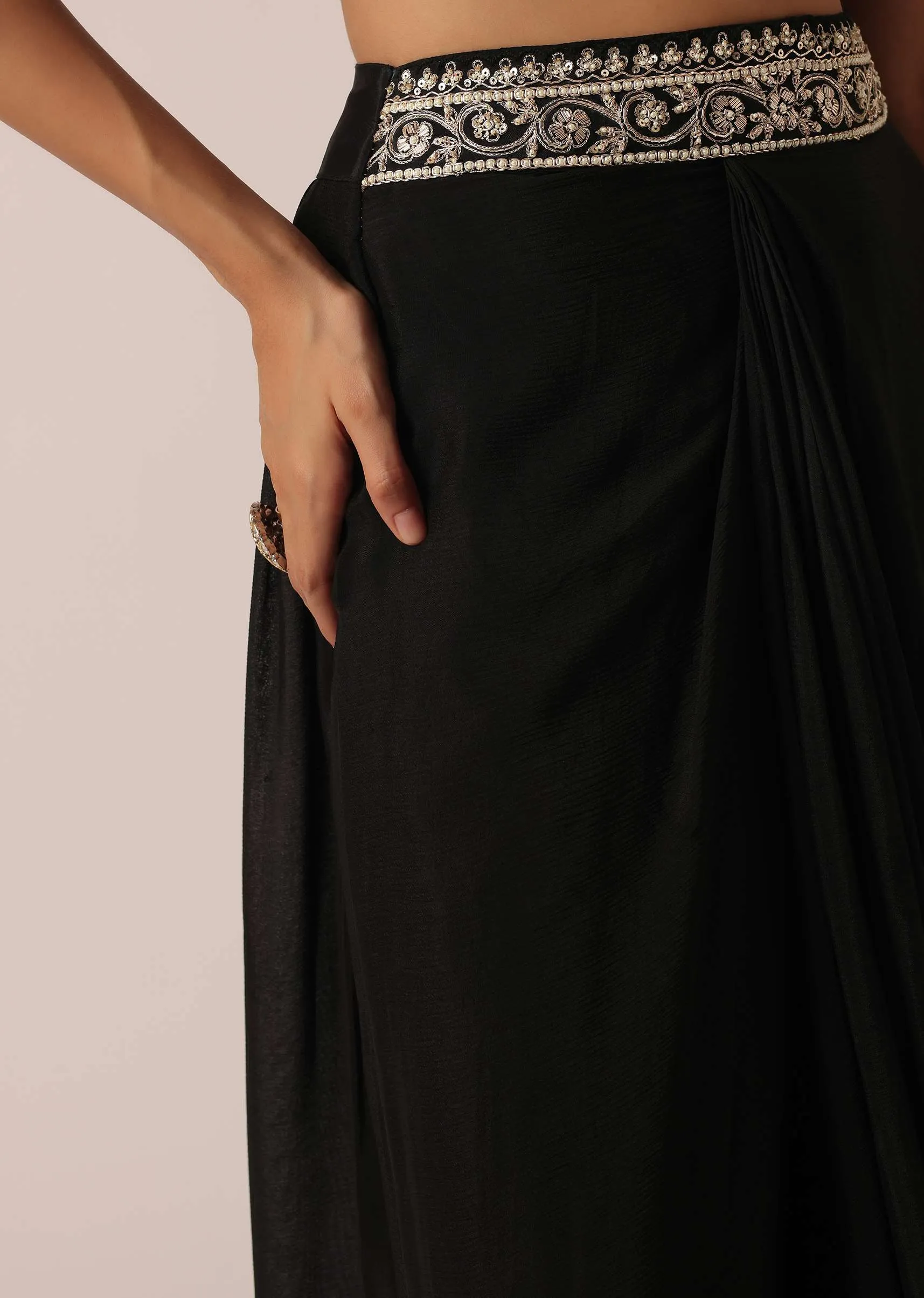 Black Chiffon Jacket And Palazzo Set
