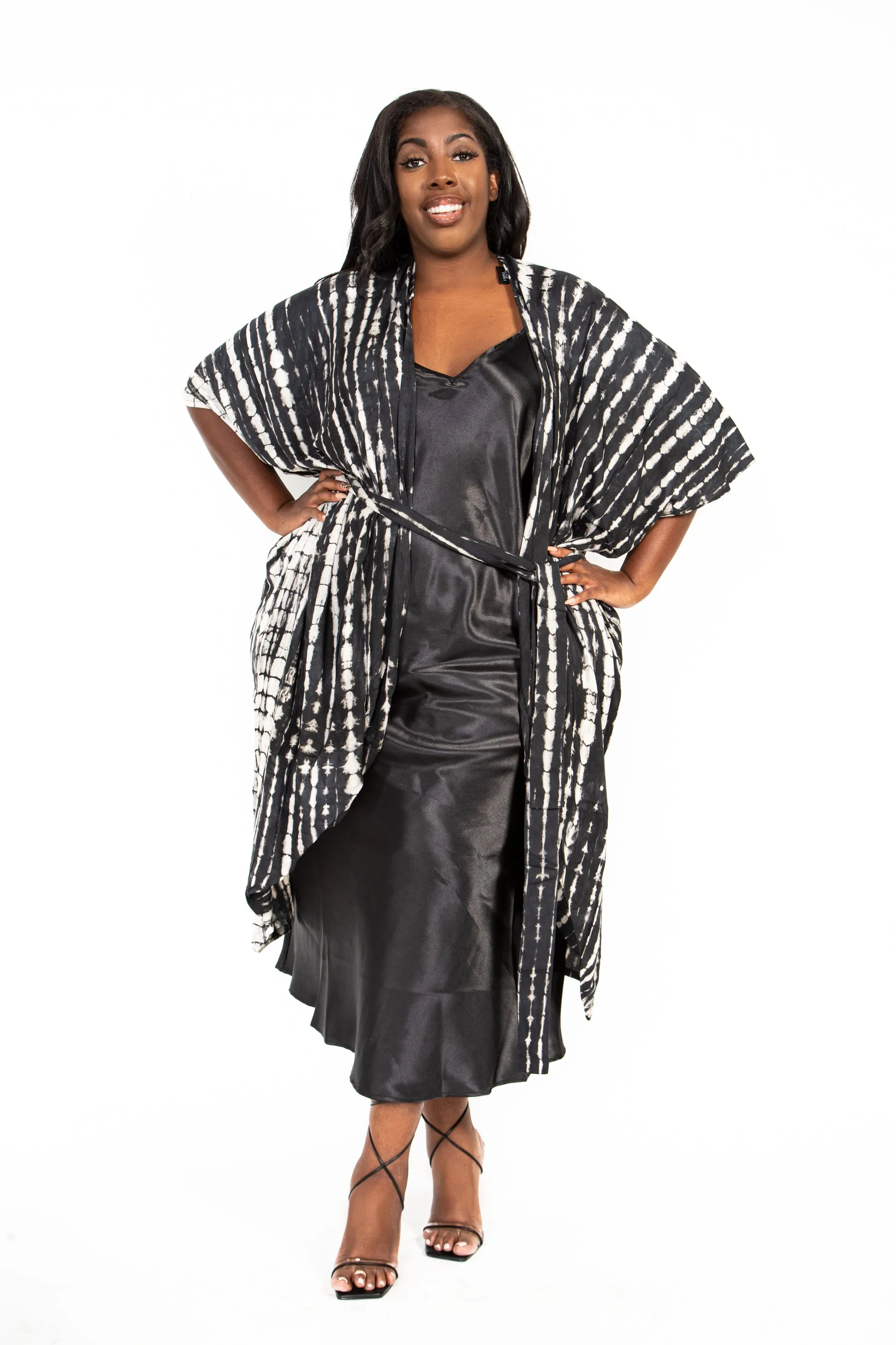 Black Hand Tie Dye Kimono