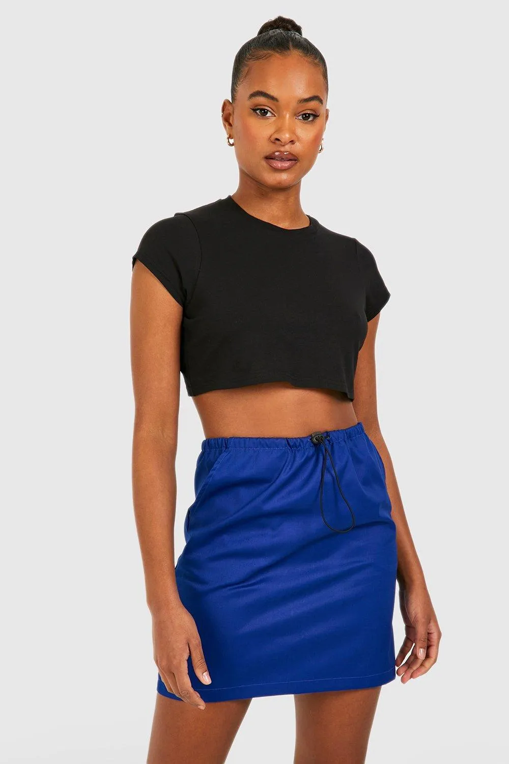 Boohoo High Waist Mini Skirt, Navi