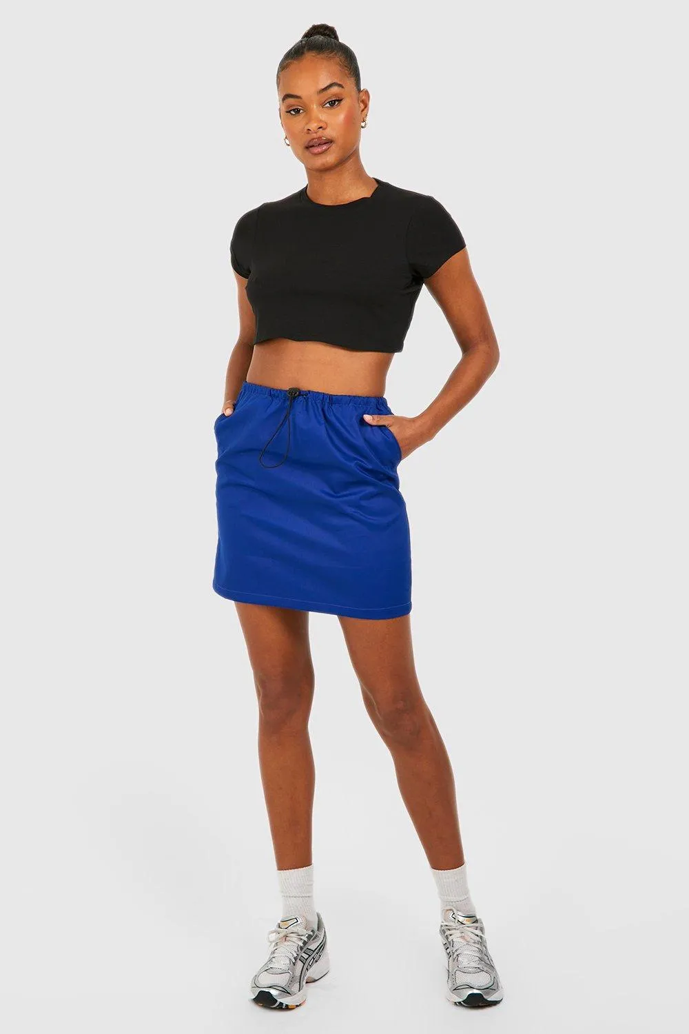 Boohoo High Waist Mini Skirt, Navi