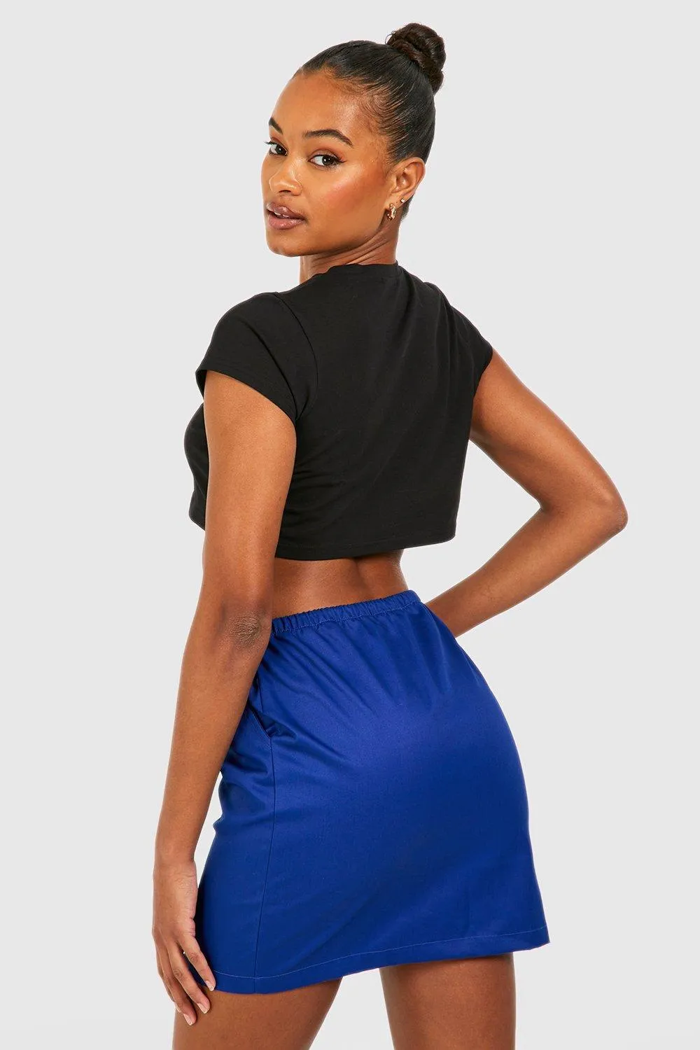 Boohoo High Waist Mini Skirt, Navi