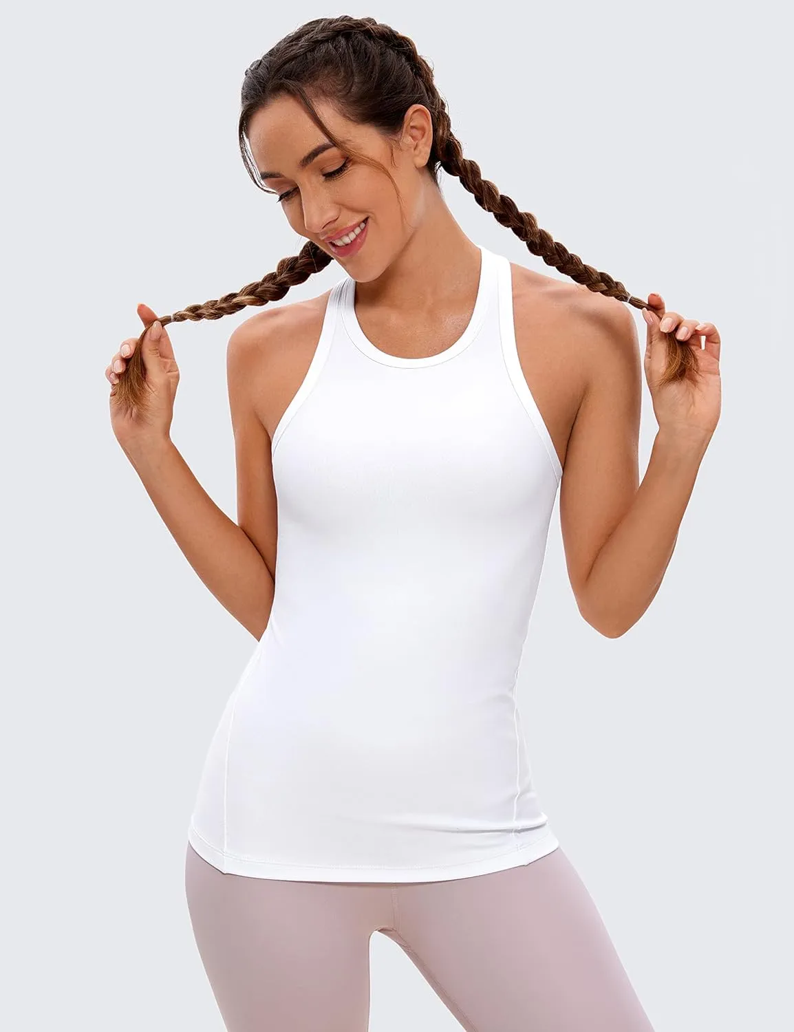 CRZ YOGA Butterluxe Womens Workout Racerback Sleeveless Tops High Neck Athletic Camisole Tanks Running Gym Yoga Shirts