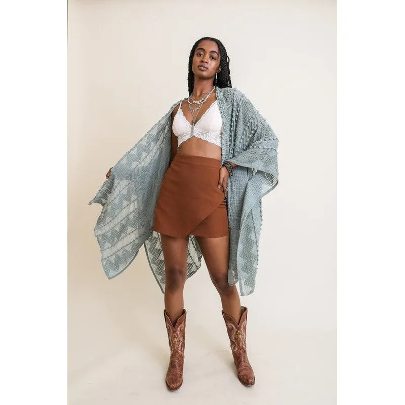 Embroidered Zig Zag Soft Kimono