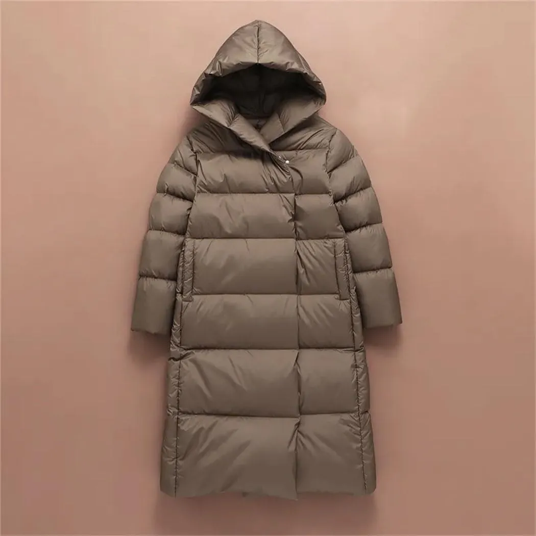 Haitpant Winter Down Coat Women Light Long Puffer Jacket Female Cusual Warm Thickening Parkas With Hood Overcoat