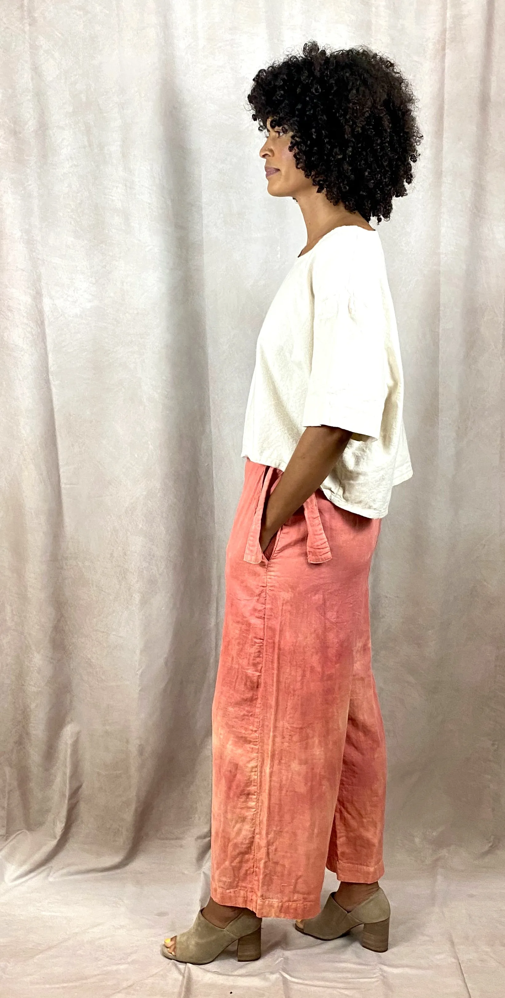 Ida Pant - Flowy Adjustable Pants Organic Cotton in Coral