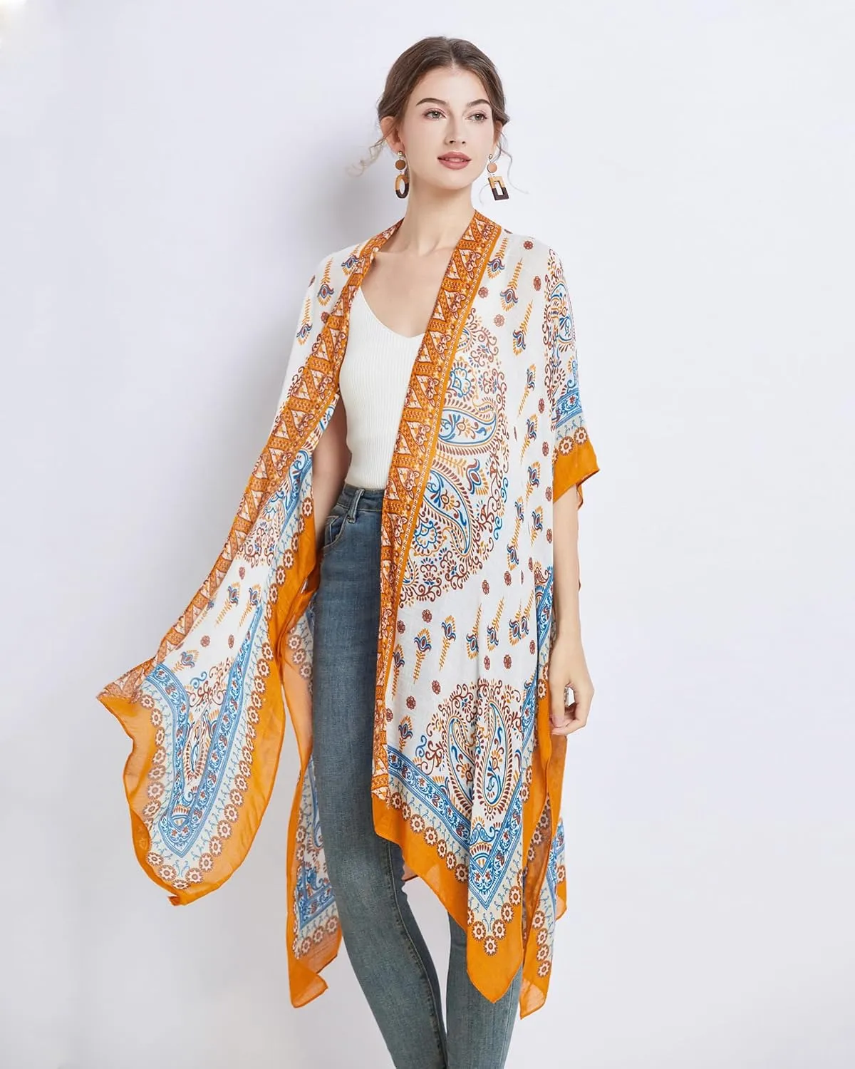 Kimonos for Women Casual Swimsuit Coverup Lightweight Boho Kimono Cardigans for Summer