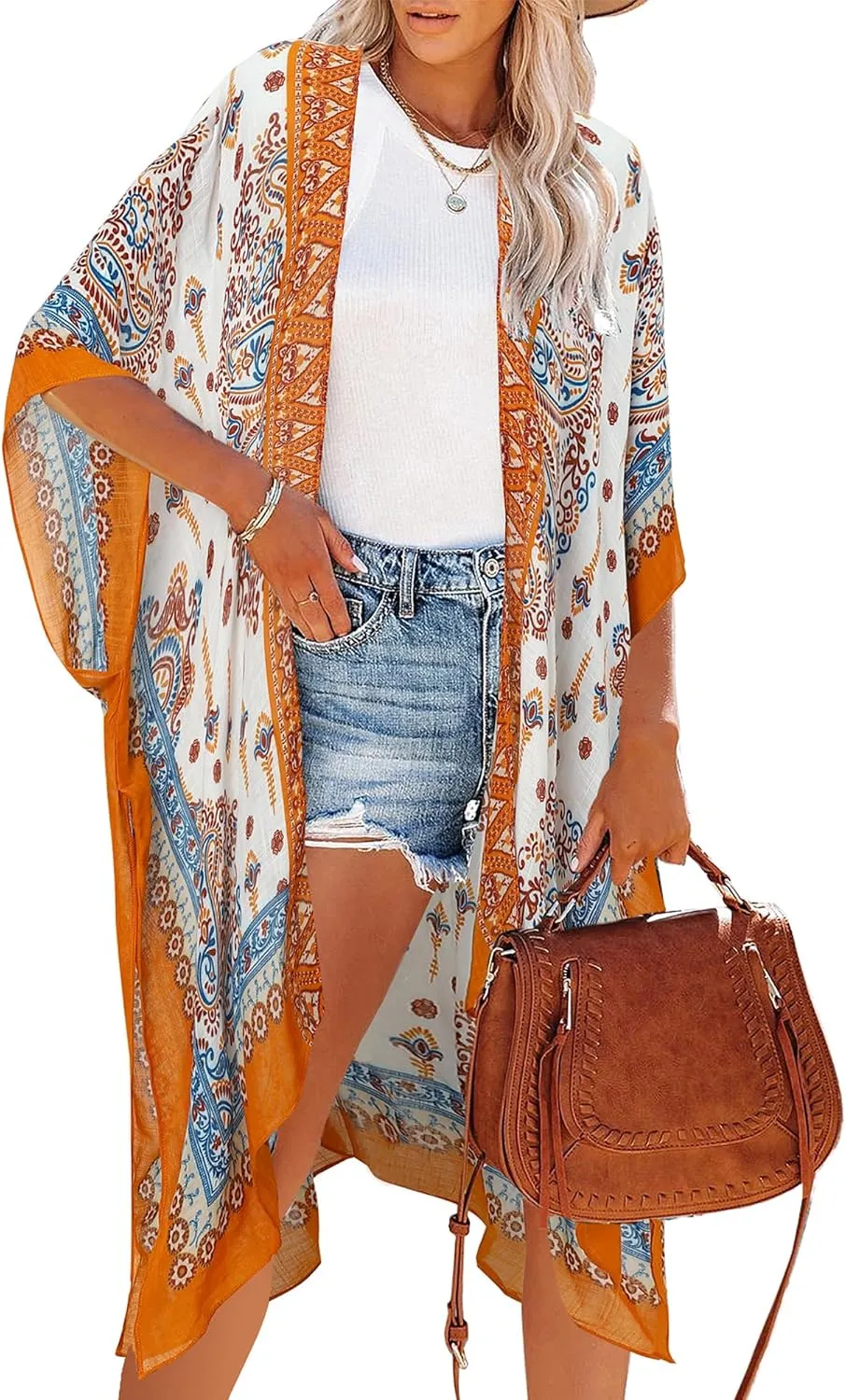 Kimonos for Women Casual Swimsuit Coverup Lightweight Boho Kimono Cardigans for Summer