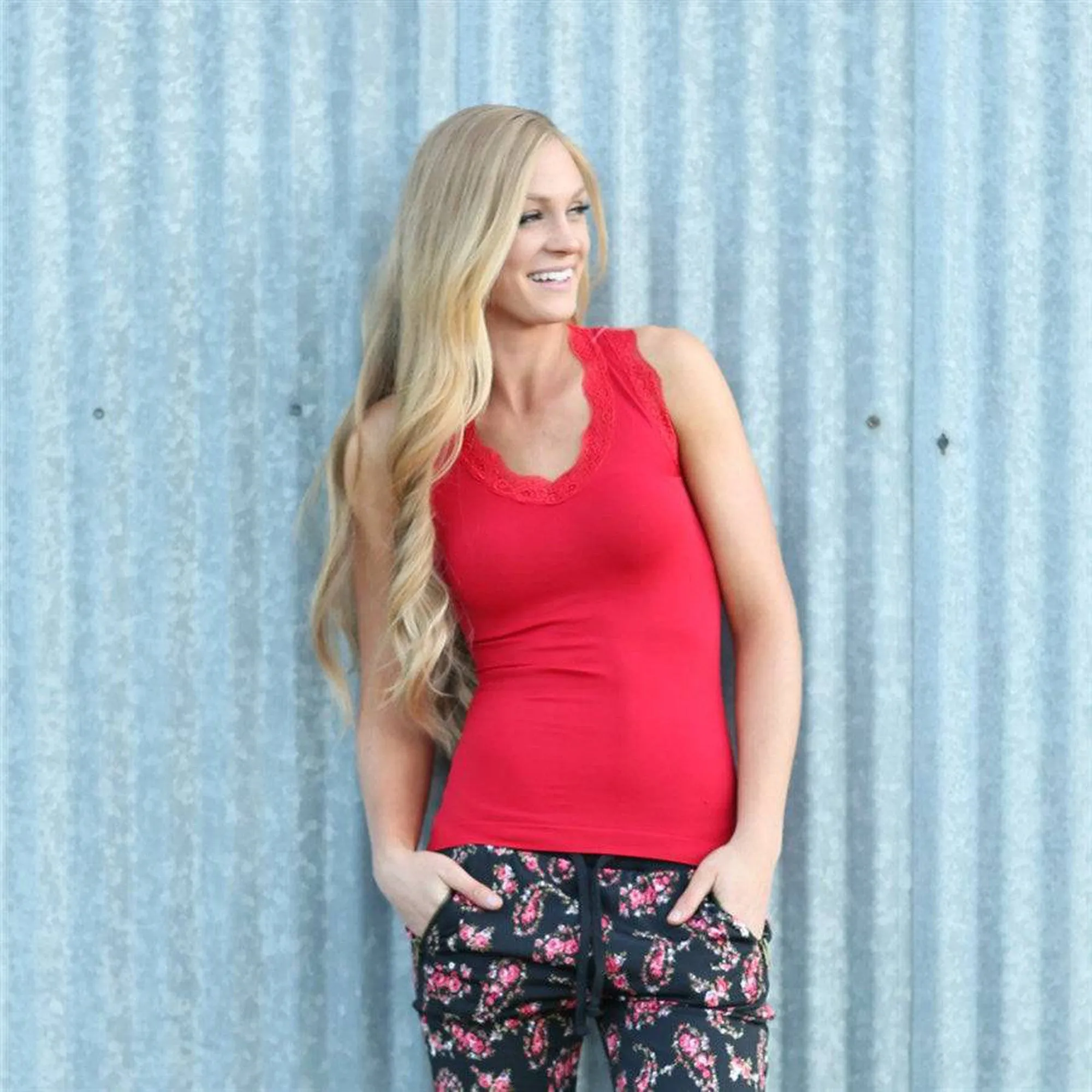 Lace Trim Racerback Tank