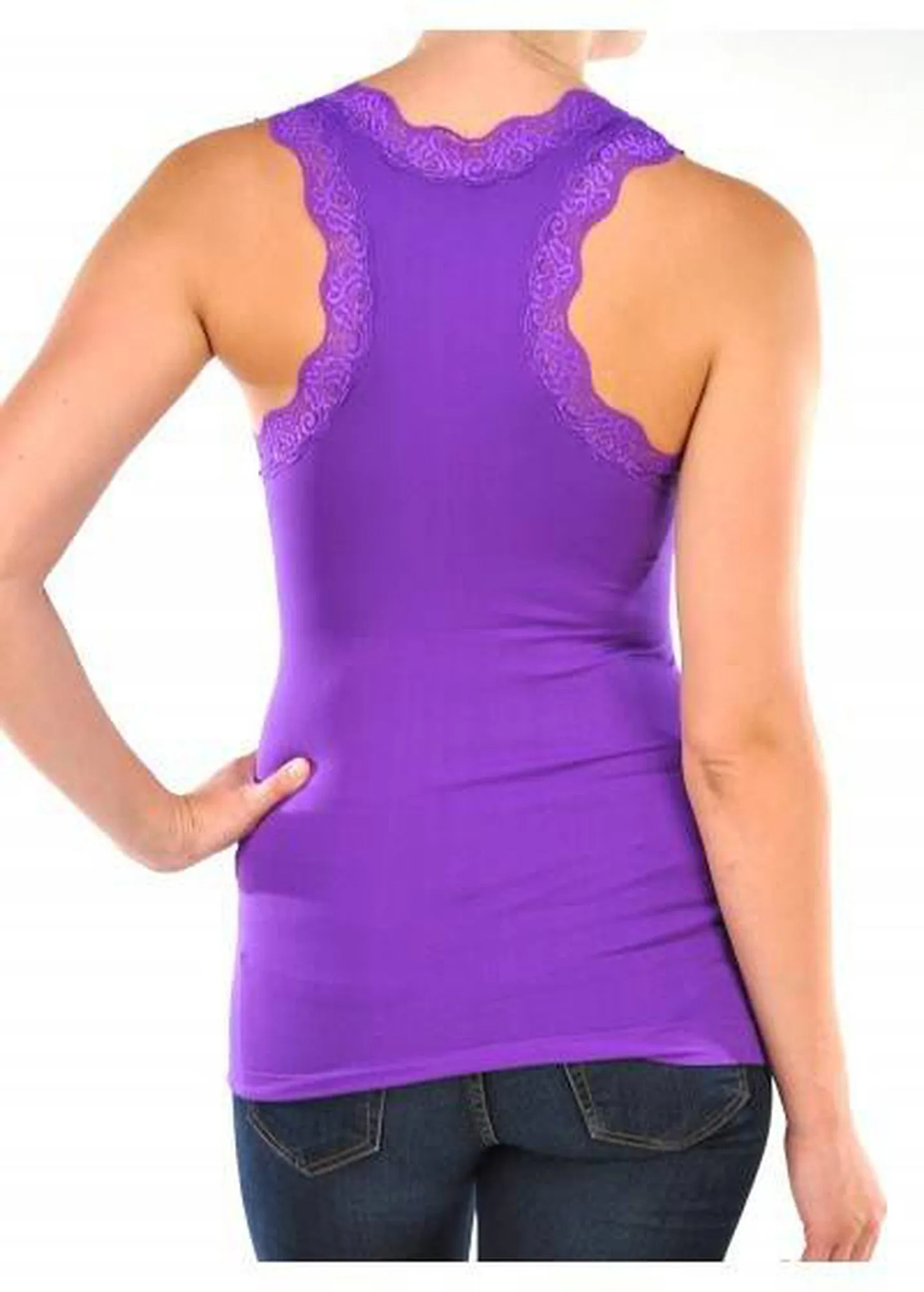 Lace Trim Racerback Tank