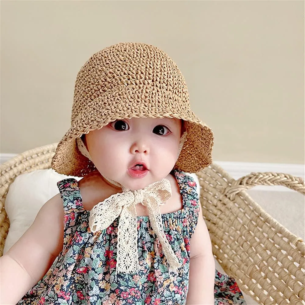Little Girls Floppy Foldable Packable Wide Brim Summer Sun Hats Beach Straw Hat Baby Photography Straw Hats