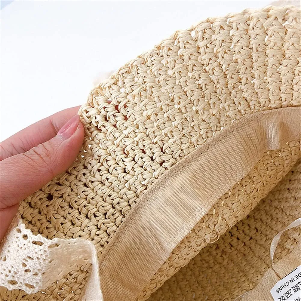 Little Girls Floppy Foldable Packable Wide Brim Summer Sun Hats Beach Straw Hat Baby Photography Straw Hats