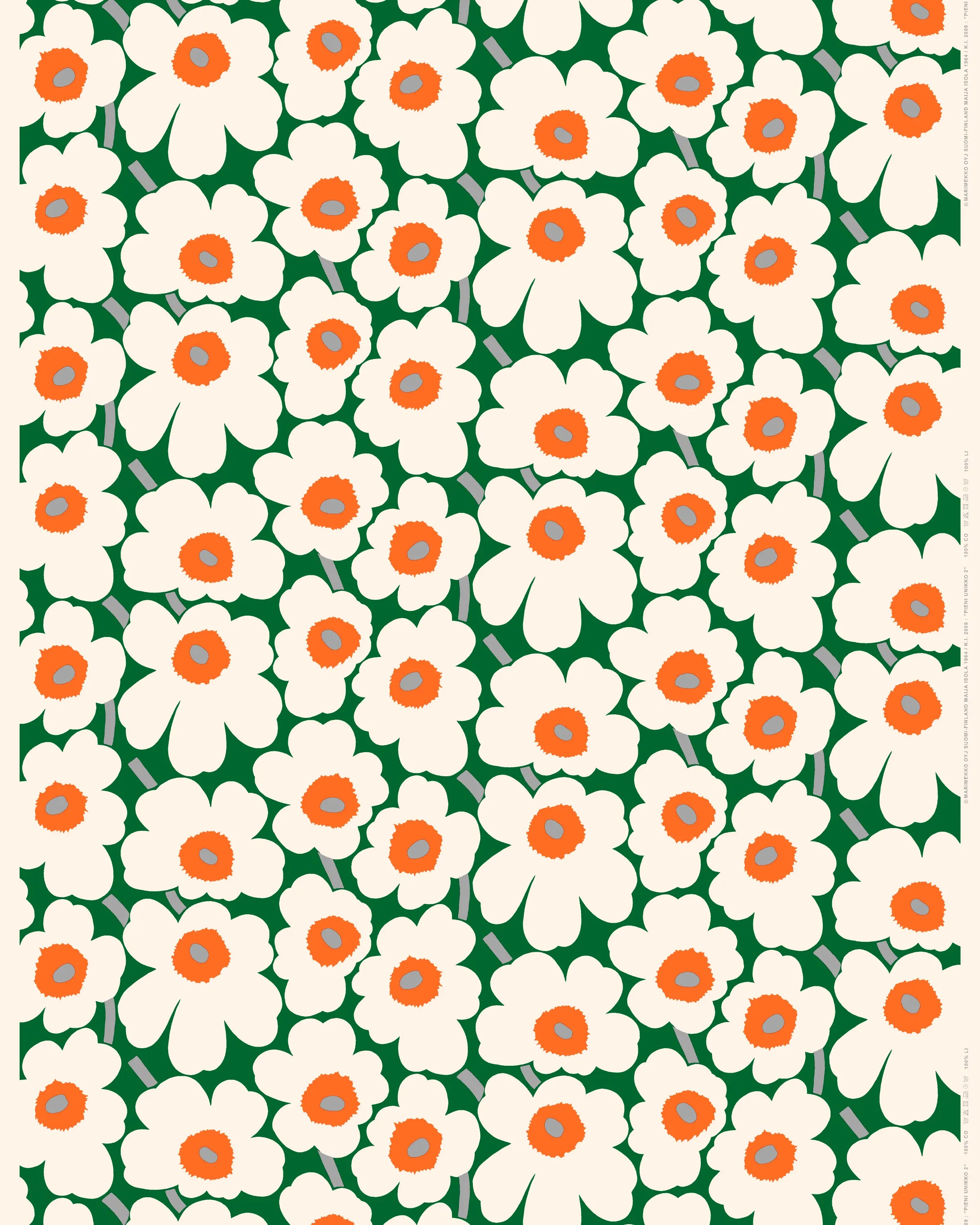 Marimekko - Pieni Unikko 2 - Acrylic Coated Cotton - Green