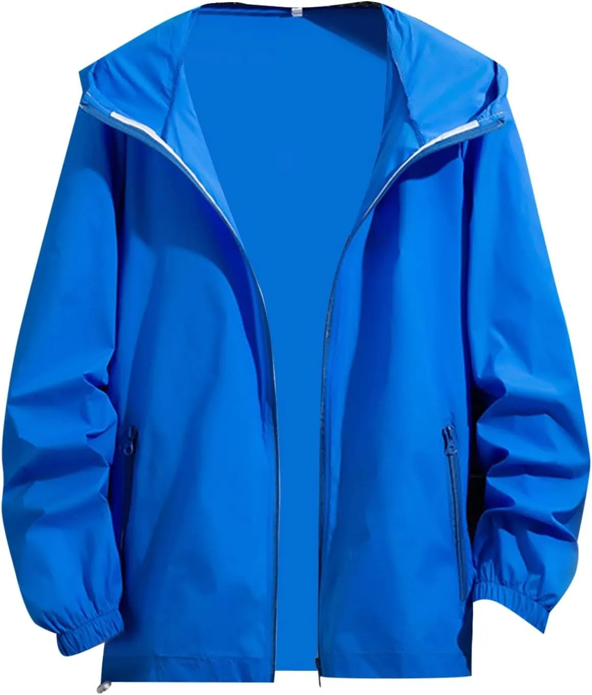 Mens Fashion Simple Solid Pocket Cardigan Zipper Sweater Jacket Casual Hooded Jacket