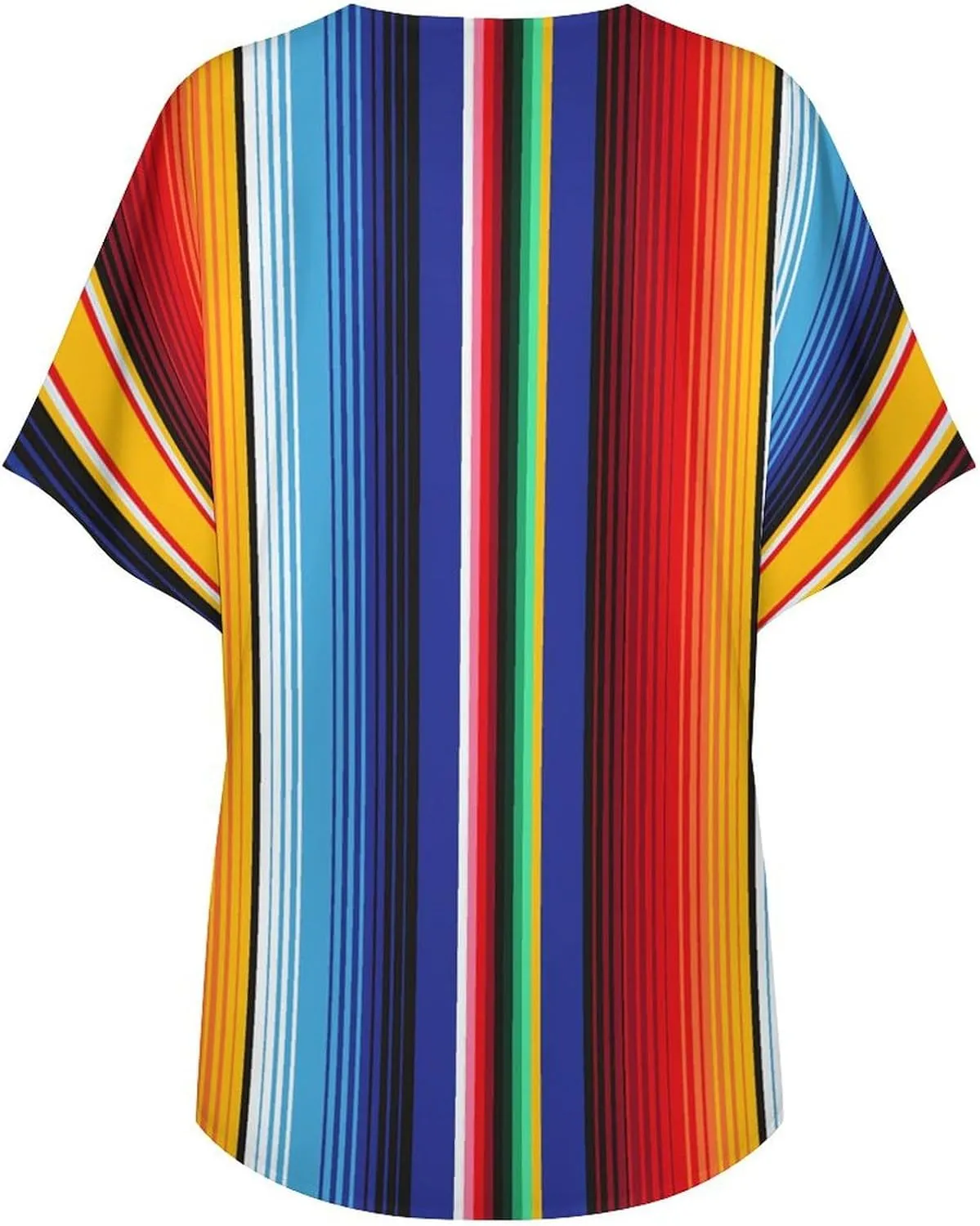Mexican Stripe Cardigan Jacket Half Sleeve Women Kimono Cardigans Cropped Jacket Casual Beach Cover Up Blouse Top