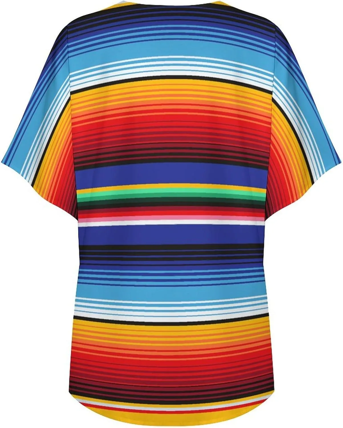 Mexican Stripe Cardigan Jacket Half Sleeve Women Kimono Cardigans Cropped Jacket Casual Beach Cover Up Blouse Top