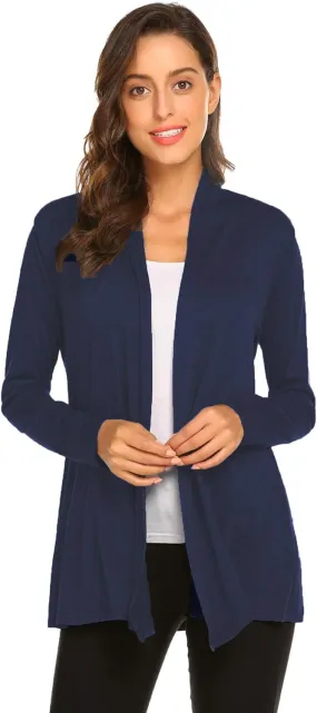 Newchoice Womens Casual Lightweight Long Sleeve Cardigan Soft Drape Open Front Fall Dusters (S-3XL)