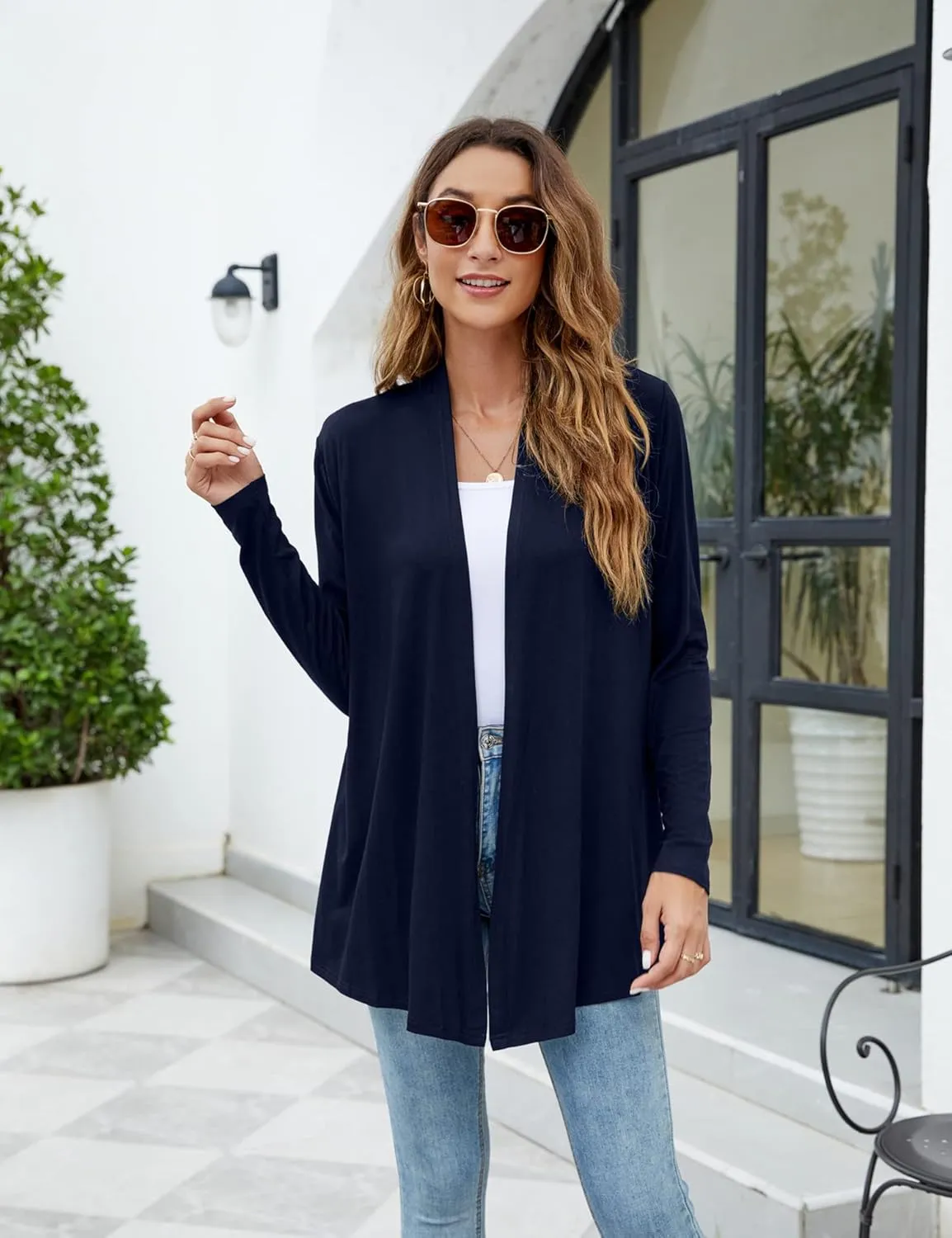 Newchoice Womens Casual Lightweight Long Sleeve Cardigan Soft Drape Open Front Fall Dusters (S-3XL)