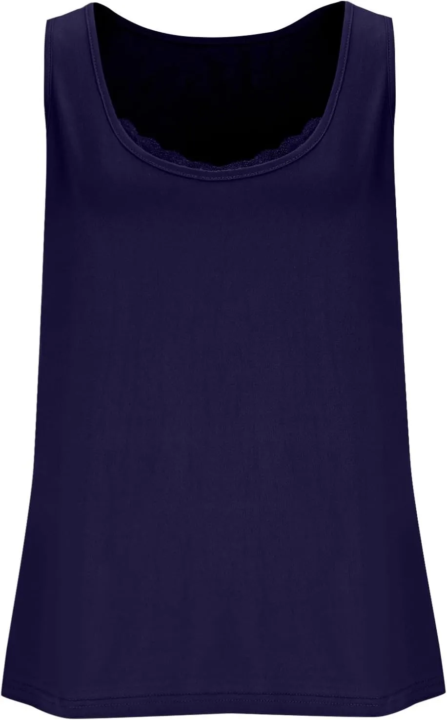 Plus Size Fitted Camisole for Women, Lace Trim U Neck Tank Tops Soft Stretch Cami Shirts Sleeveless Basic Undershrit