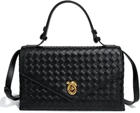 PU Leather Woven Crossbody Purses Women Crescent Hobo Bags Satchel Shoulder Bag Knotlock Messenger Envelope Handbag 2025