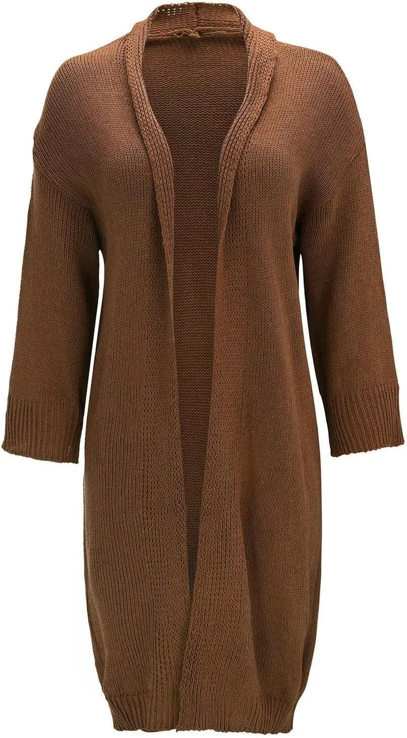 SHAOBGE Sweater Formal Coat Solid Solid Sweater Winter Long Knitted Pocket Loose Women Light Sweaters for Women Open