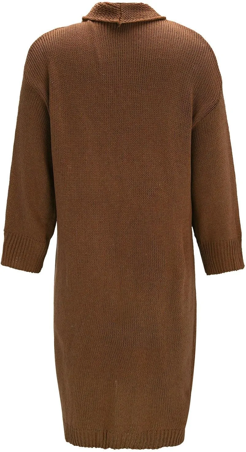 SHAOBGE Sweater Formal Coat Solid Solid Sweater Winter Long Knitted Pocket Loose Women Light Sweaters for Women Open