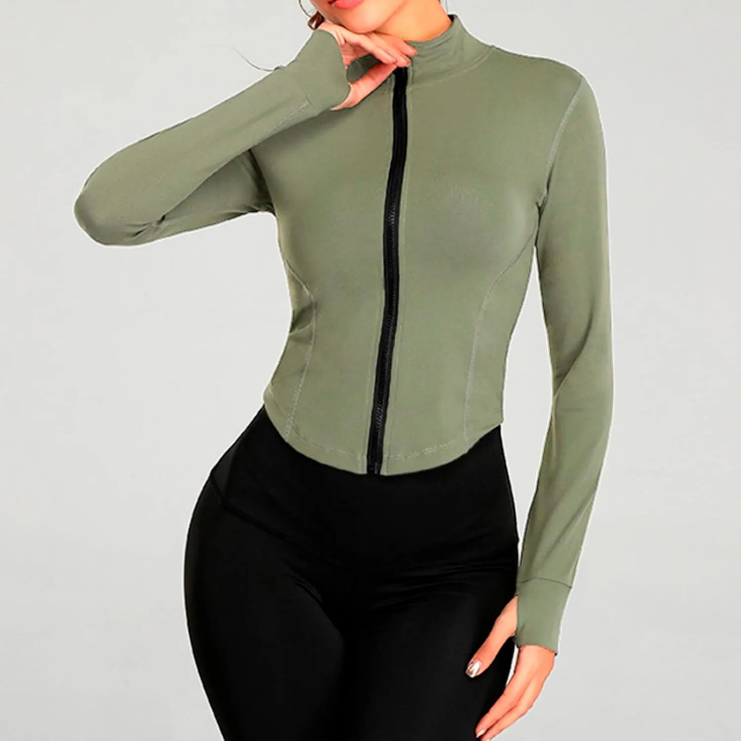 SHAOBGE Vests Women Women's Full Zipper Light Sportswear with Thumb Opening Walking Coat Cutting Womens Jackets Business