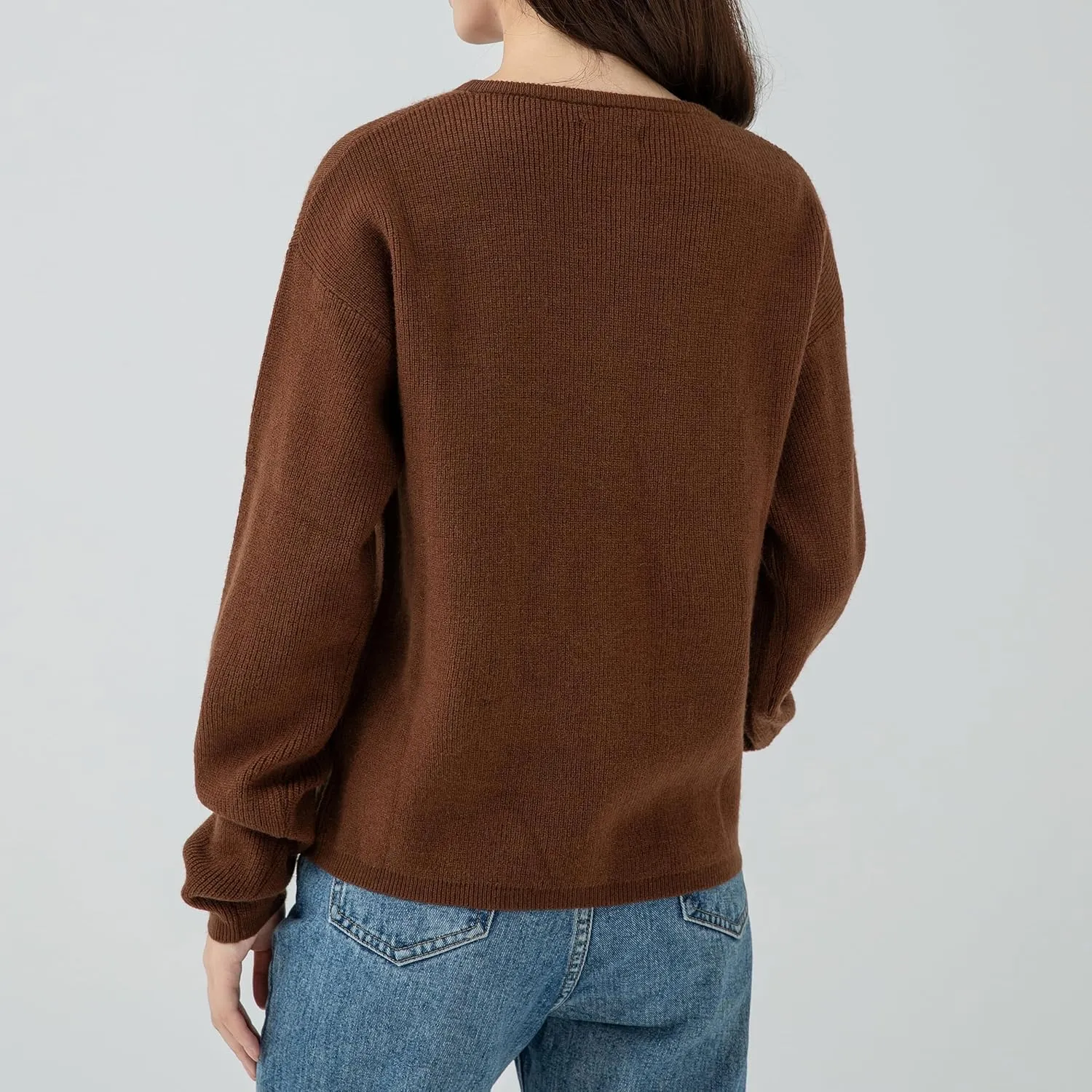 Simple&Opulence Women’s Cardigan Button Down Crew Neck Sweater Open Front Long Sleeve Lightweight Knitted Sweaters