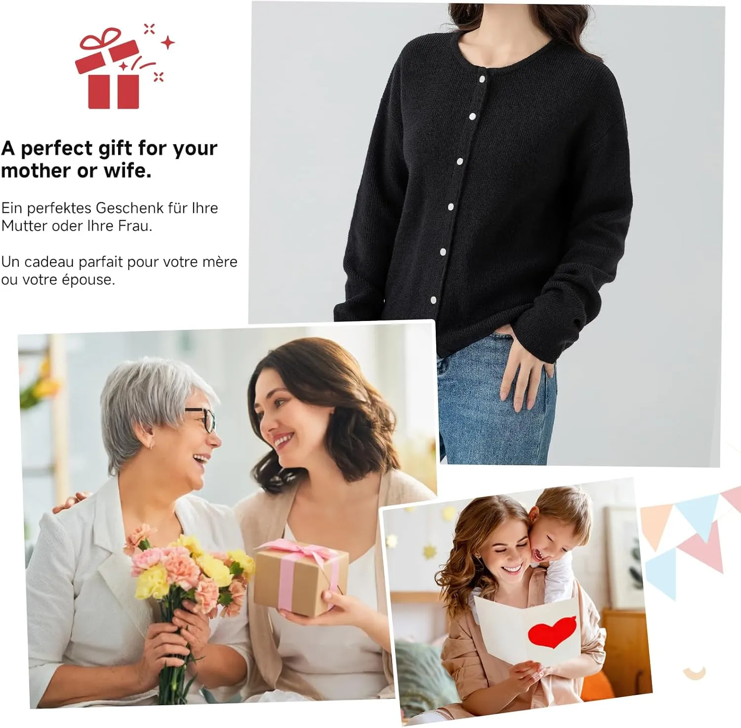 Simple&Opulence Women’s Cardigan Button Down Crew Neck Sweater Open Front Long Sleeve Lightweight Knitted Sweaters