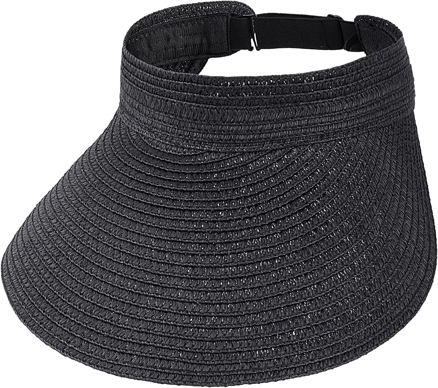 Straw Sun Visors Womens, Ponytail Beach Straw Visor, Packable Summer Sun Hats for Women Travel