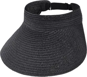 Straw Sun Visors Womens, Ponytail Beach Straw Visor, Packable Summer Sun Hats for Women Travel