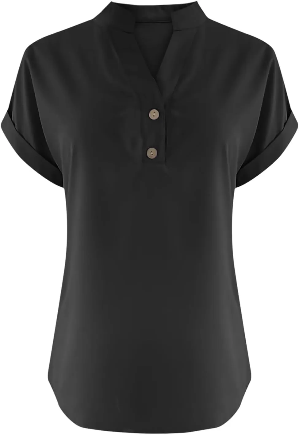Summer Liner Tops for Women 2024 Fashion Solid Button Down Shirt Ladies V-Neck Loose T-Shirt Dressy Business Blouse