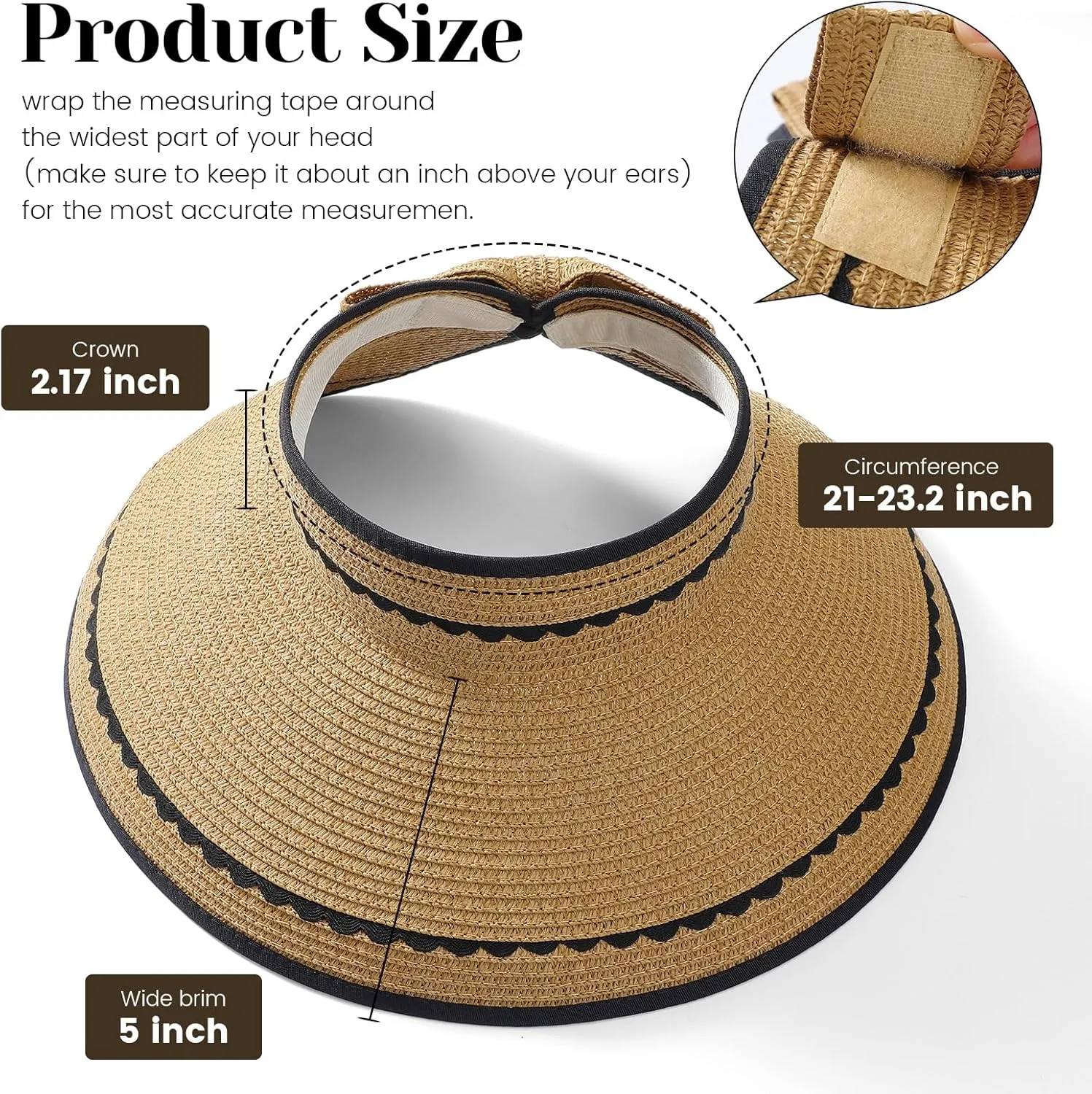 Sun Hats for Women, Beach Hat Sun Hat Women Visor Hats Wide Brim Straw Ponytail Hats for Women Foldable Floppy