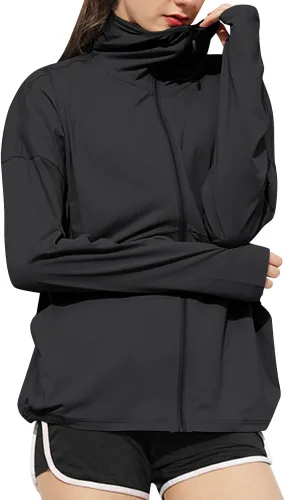 Sun Shirts for Women UPF 50  Casual Hoodies UV Protection Long Sleeve Hiking Shirts Quick Dry Athletic Light Jacket