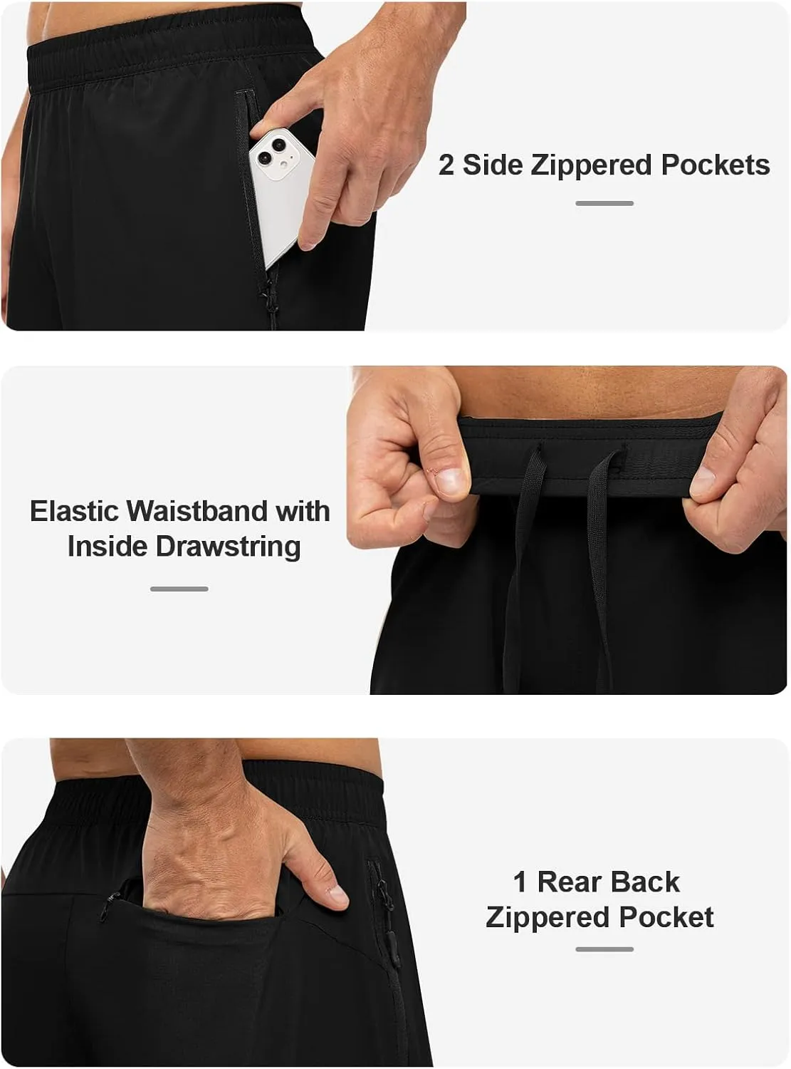 TBMPOY Men's Hiking Shorts Lightweight Outdoor Sports Shorts 7" Quick Dry Athletic Running Gym Shorts with Zipper Pockets