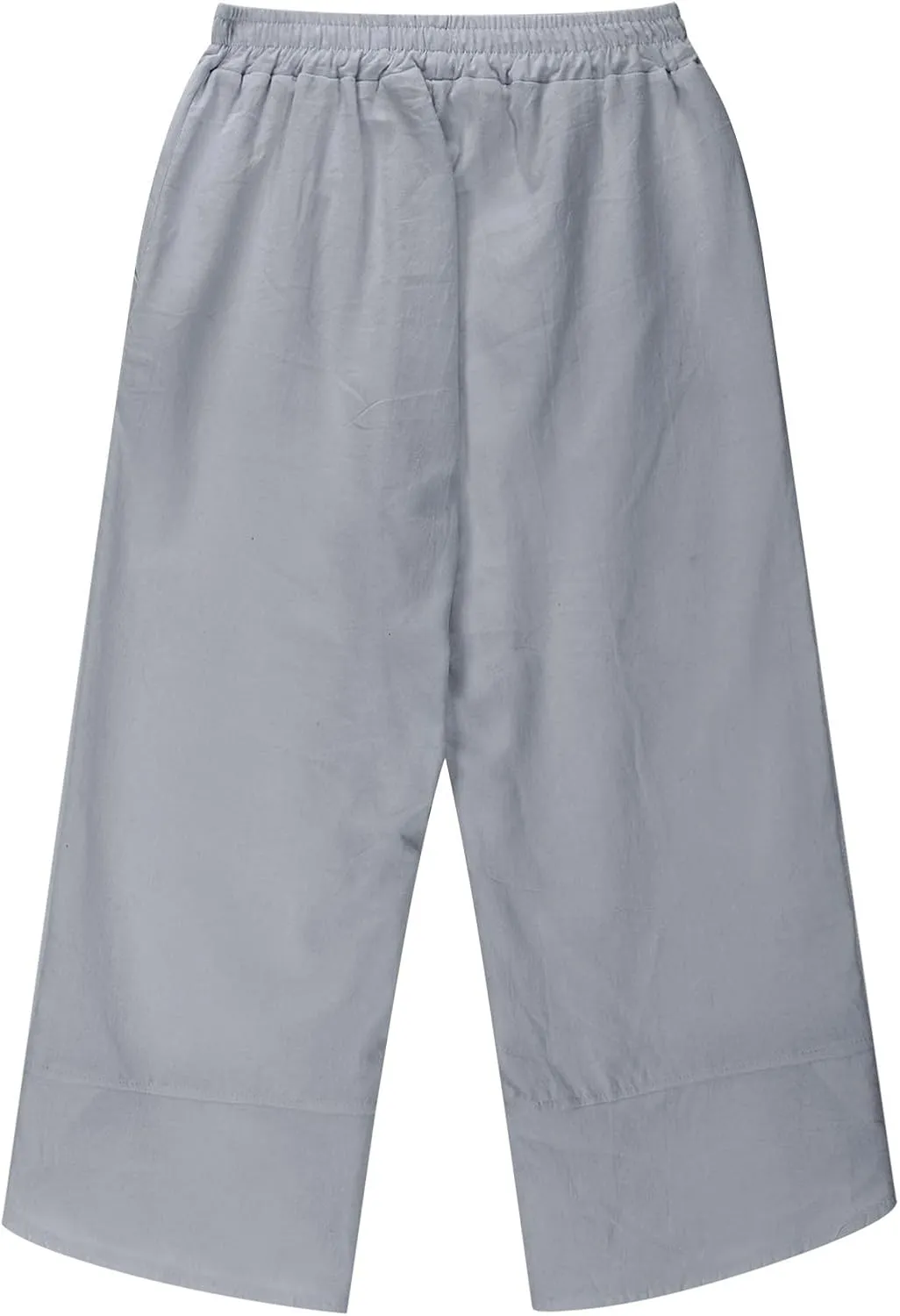 Teen Girls Palazzo Pants 2025 Summer Casual Cotton Linen Trousers Lightweight Elastic Waist Preppy Solid Loose Pant