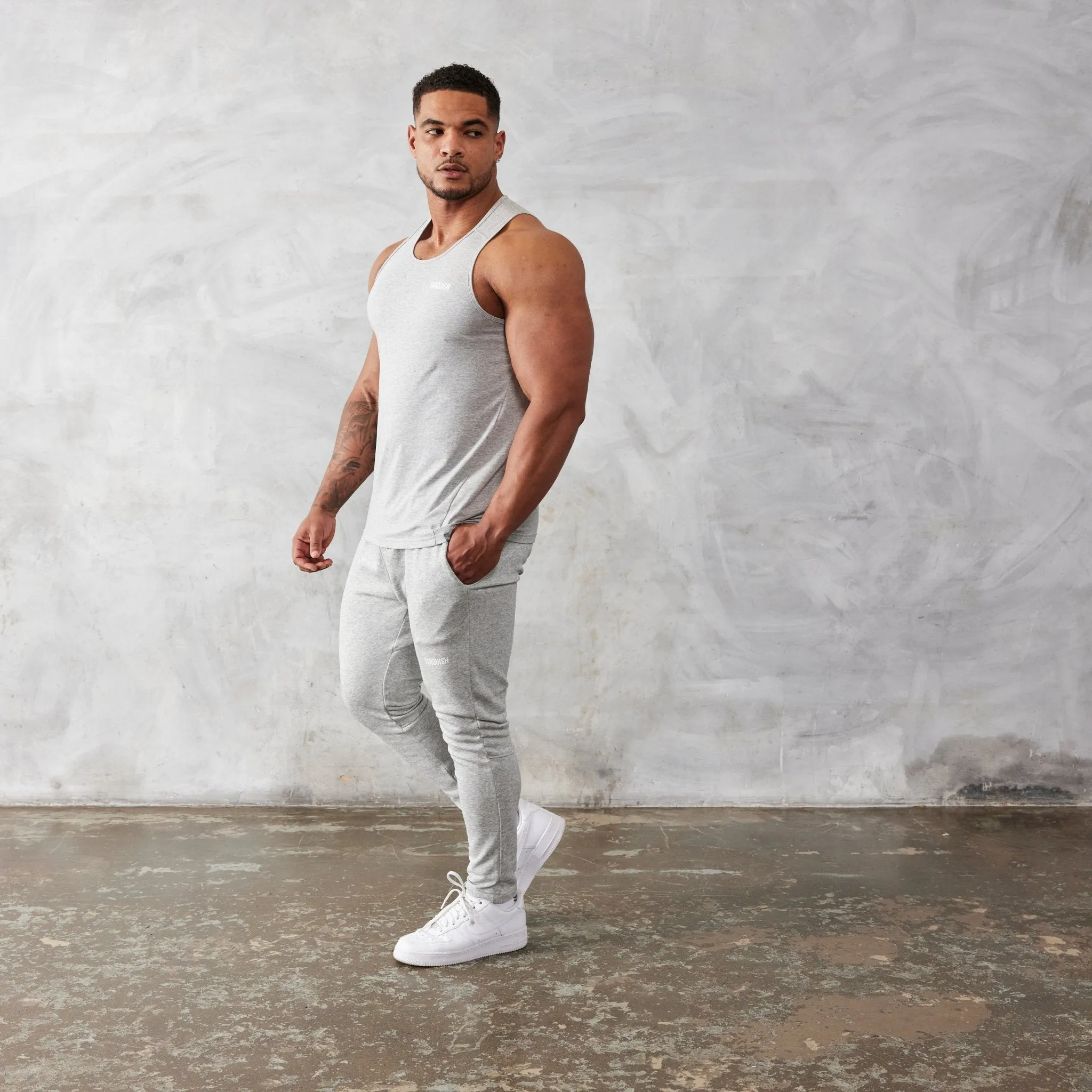 Vanquish Essential Grey Regular Fit Tank Top