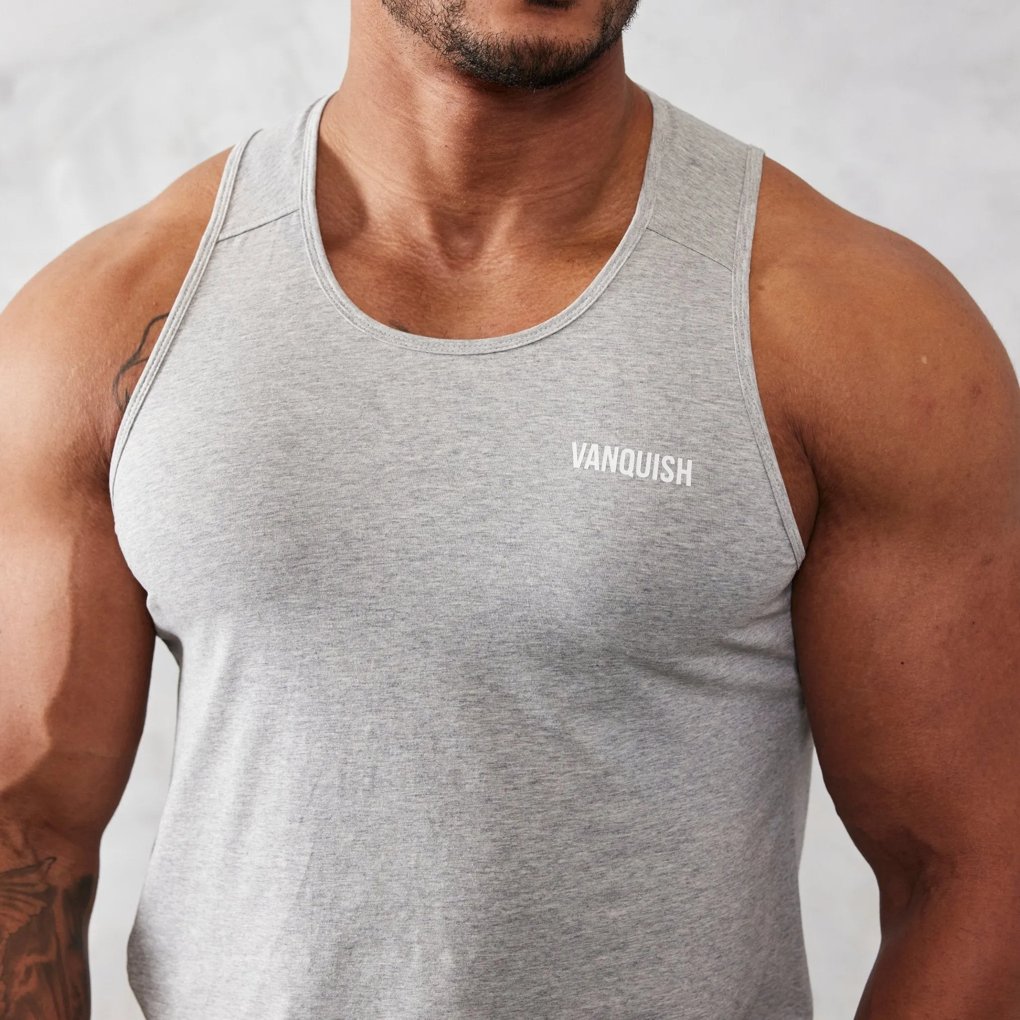 Vanquish Essential Grey Regular Fit Tank Top