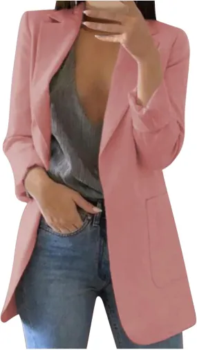 Women Blazers Windproof Coat Trench Coat Autumn Spring Coat Blouse Jacket Turndown Collar Long Sleeve Outwear
