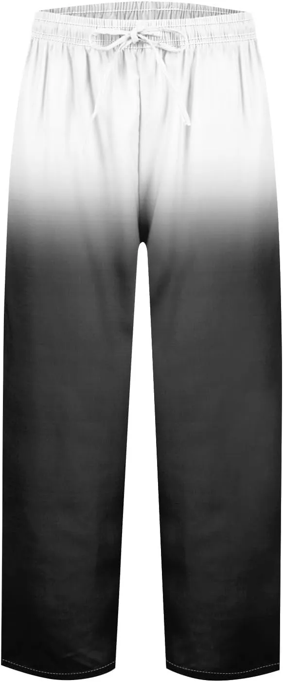 Women Linen Pants Lightweight Capri Pants Cotton Linen High Waisted Trousers Loose Summer Lounge Long Trousers
