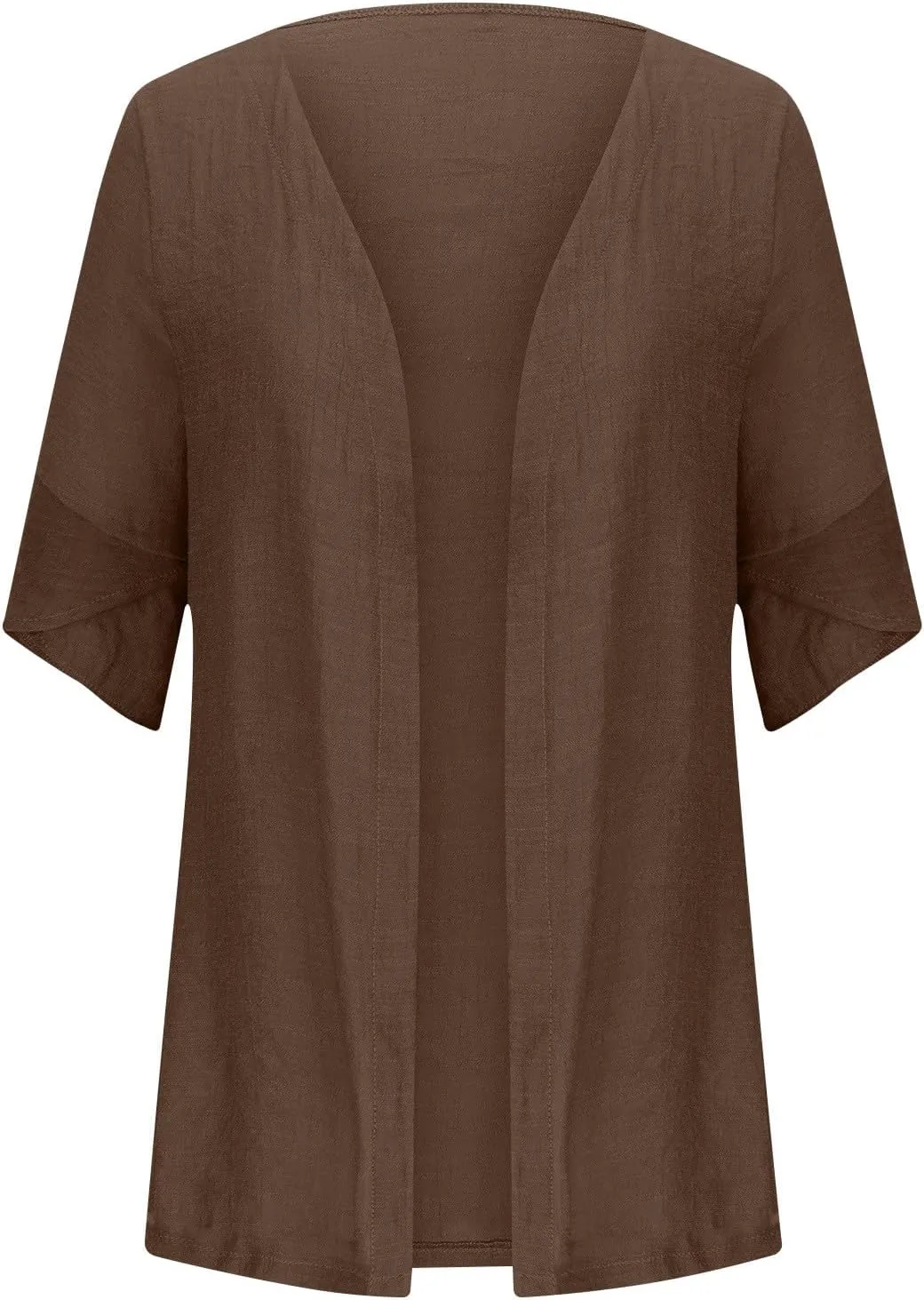 Womens Plus Size Cardigans Lightweight Cotton Solid Color Beach Vacation Long Cardigan Kimono Short Sleeve Cover Ups