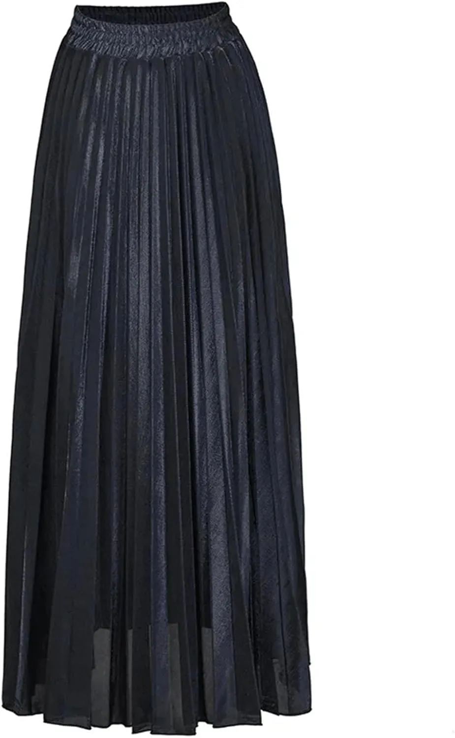 Women's Shiny Pleated High Street Maxi Skirt High Waist Large Swing Causal Party Long Skirts