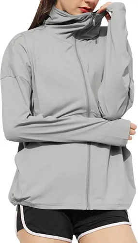 Womens UPF50  Long Sleeve Sun Shirt UV Protection Hoodie Hiking Workout Tops Quick Dry Outdoor Light Athletic Jackets