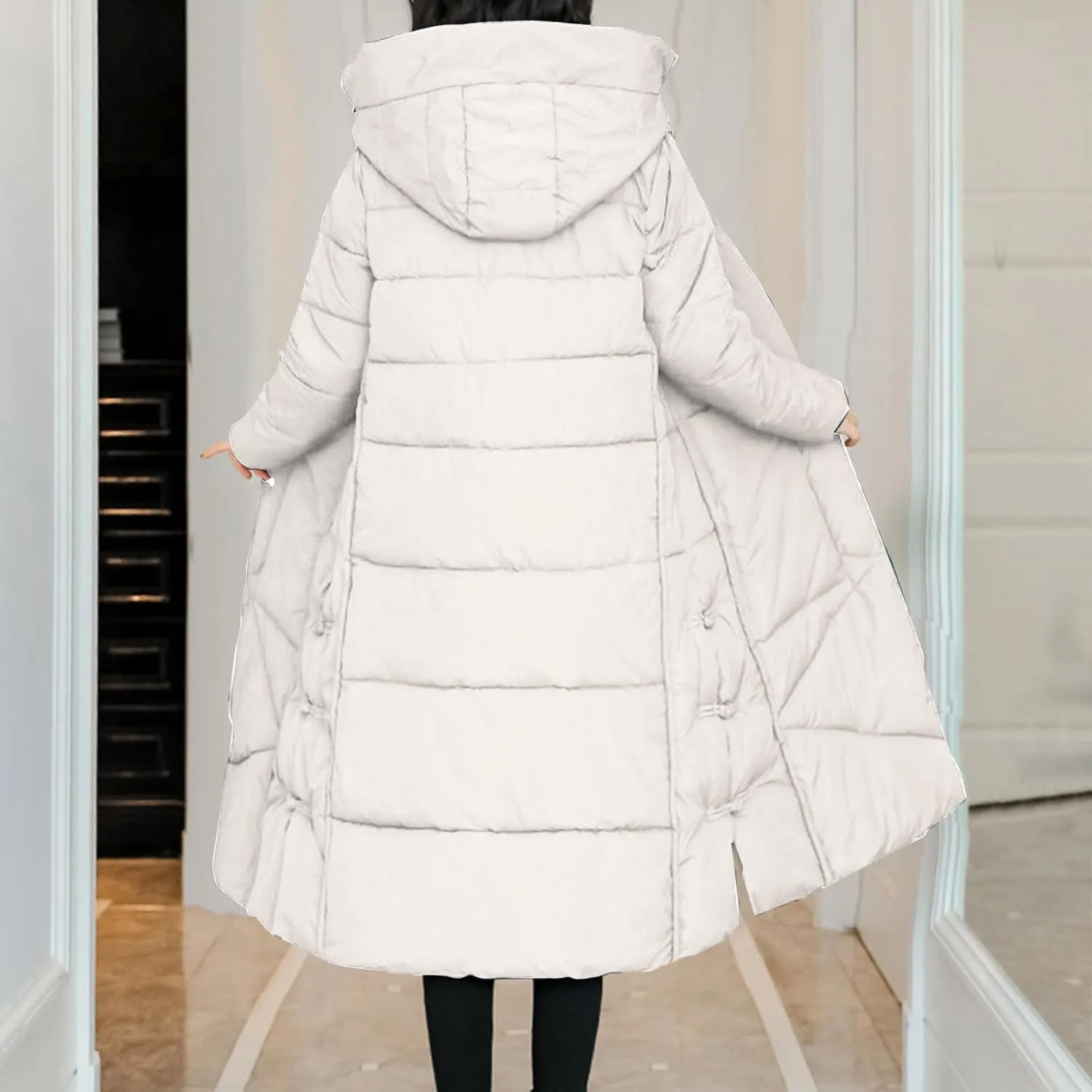 Women's Winter Thicken Puffer Coat Warm Snow Jacket with Hood Simple Classic Down Coats Parka Casual Work Clothes